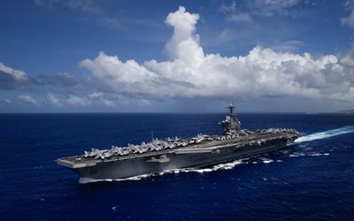 nuclear-powered aircraft carrier, USS Theodore Roosevelt, CVN-71, ocean, aircraft carrier, US Navy, USA