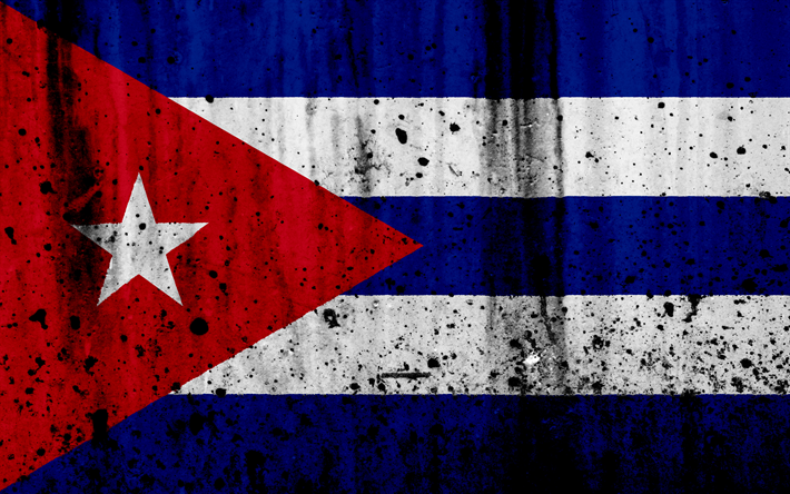 Bandera cubana, 4k, el grunge, la bandera de Cuba, de Am&#233;rica del Norte, Cuba, los s&#237;mbolos nacionales, la bandera nacional de Cuba