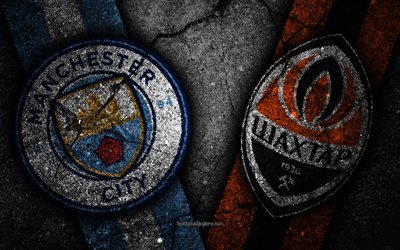 Manchester City vs Shakhtar Donetsk, Champions League, Gruppspelet, Runda 4, kreativa, Manchester City FC, Shakhtar Donetsk-FC, svart sten