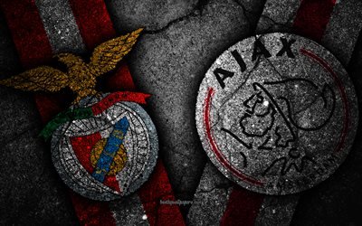 4 Benfica vs Ajax, Şampiyonlar Ligi, Grup Aşaması, Yuvarlak, yaratıcı, FC Benfica, Ajax FC, siyah taş