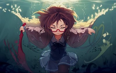 Mirai Kuriyama, bajo el agua, el protagonista, Kyoukai No Kanata, manga, Kuriyama Mirai