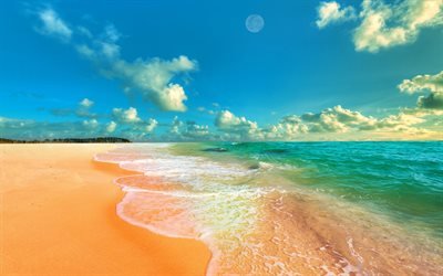 beach, ocean, sea, waves, summer, seascape, sand