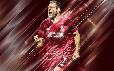 James Milner, 4k, creative art, blades style, Liverpool FC, English footballer, Premier League, England, red creative background, football