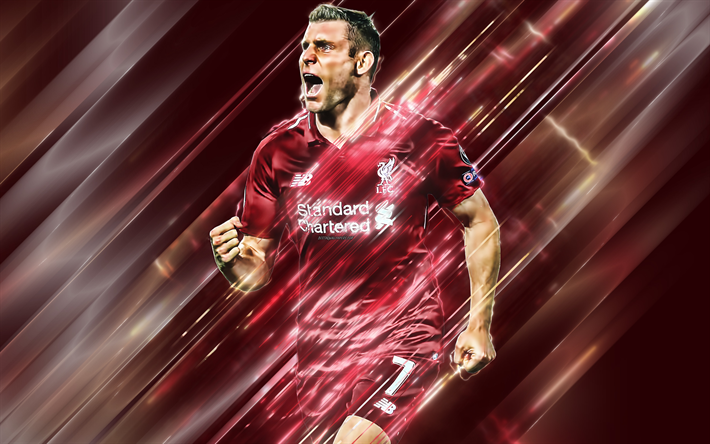 James Milner, 4k, art cr&#233;atif, lames de style, le Liverpool FC, footballeur anglais, Premier League, Angleterre, rouge, cr&#233;ative, football