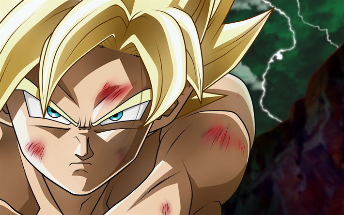 4k, Golden Goku, portr&#228;tt, Goku SSJ3, konstverk, Dragon Ball Super, manga, DBS, Son-Goku