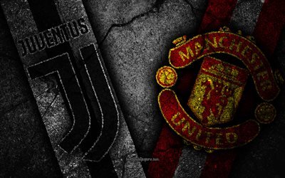 Juventus vs Manchester United, Champions League, Group Stage, Round 4, creative, Juventus FC, Manchester United FC, black stone