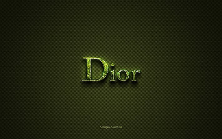 Logo Dior, logo cr&#233;atif vert, logo art floral, embl&#232;me Dior, texture fibre de carbone verte, Dior, art cr&#233;atif