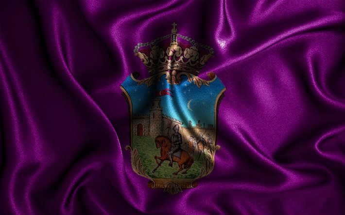 Guadalajaran lippu, 4k, silkki aaltoilevat liput, espanjalaiset kaupungit, Guadalajaran p&#228;iv&#228;, kangasliput, 3D-taide, Guadalajara, Espanjan kaupungit, Guadalajara 3D lippu