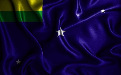Lages flagga, 4k, v&#229;giga sidenflaggor, brasilianska st&#228;der, Lages dag, tygflaggor, 3D-konst, Lages, Brasiliens st&#228;der, Lages 3D-flagga