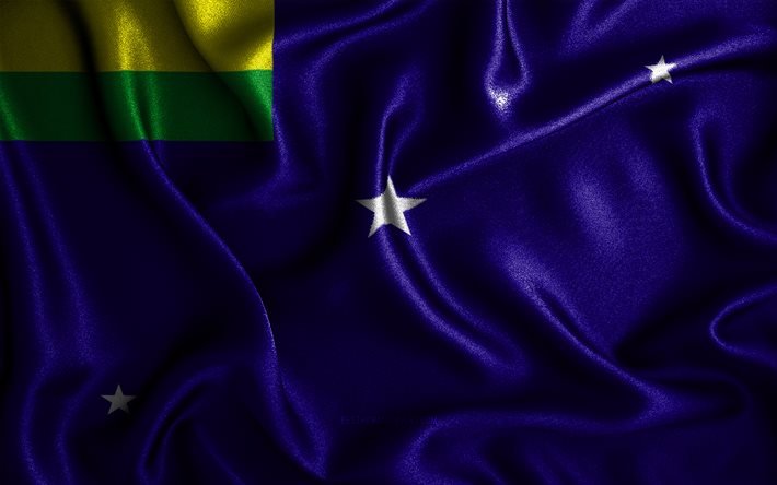Lages flagga, 4k, v&#229;giga sidenflaggor, brasilianska st&#228;der, Lages dag, tygflaggor, 3D-konst, Lages, Brasiliens st&#228;der, Lages 3D-flagga