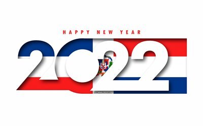 Felice Anno Nuovo 2022 Repubblica Dominicana, sfondo bianco, Repubblica Dominicana 2022, Repubblica Dominicana 2022 Anno nuovo, 2022 concetti, Repubblica Dominicana, Bandiera della Repubblica Dominicana