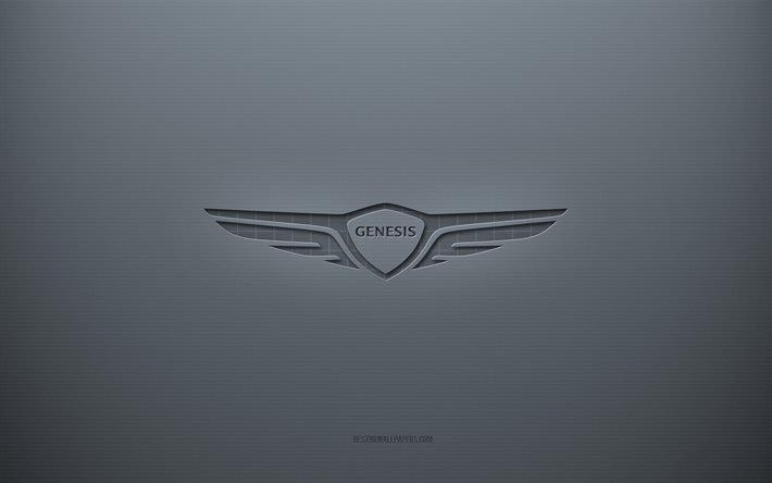 Logotipo do Genesis, plano de fundo cinza criativo, emblema do Genesis, textura de papel cinza, Genesis, plano de fundo cinza, logotipo do Genesis 3d