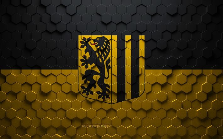 Drapeau de Dresde, art en nid d&#39;abeille, drapeau des hexagones de Dresde, Dresde, art des hexagones 3d, drapeau de Dresde