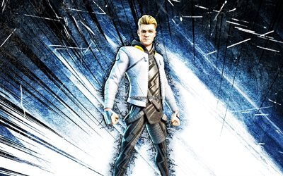 4k, Lachlan, grunge art, Fortnite Battle Royale, Fortnite characters, Lachlan Skin, blue abstract rays, Fortnite, Lachlan Fortnite