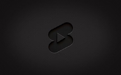 Youtube shorts logo de carbono, 4k, arte grunge, fondo de carbono, creativo, Youtube shorts logo negro, red social, Youtube short logo, Youtube shorts