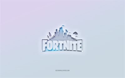 Fortnite logo, cut out 3d text, white background, Fortnite 3d logo, Fortnite emblem, Fortnite, embossed logo, Fortnite 3d emblem