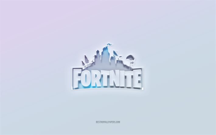 Fortnite logo, cut out 3d text, white background, Fortnite 3d logo, Fortnite emblem, Fortnite, embossed logo, Fortnite 3d emblem