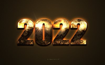 Happy New Year 2022, golden letters, 2022 golden background, 2022 concepts, 2022 New Year, golden carbon background