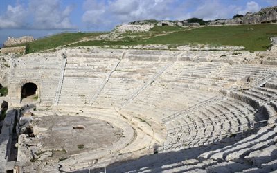 Siracusa, teatro greco, Neapolis, rovine, Parco Archeologico, Italia, Sicilia