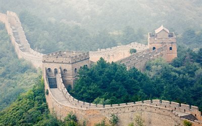 La gran Muralla de China, Las 7 Maravillas del Mundo, obra maestra de la arquitectura, China, bosque