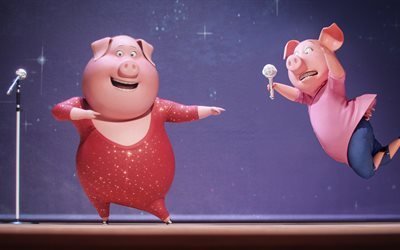 Sing, 2016, pigs, pink pigs, piglets 3d
