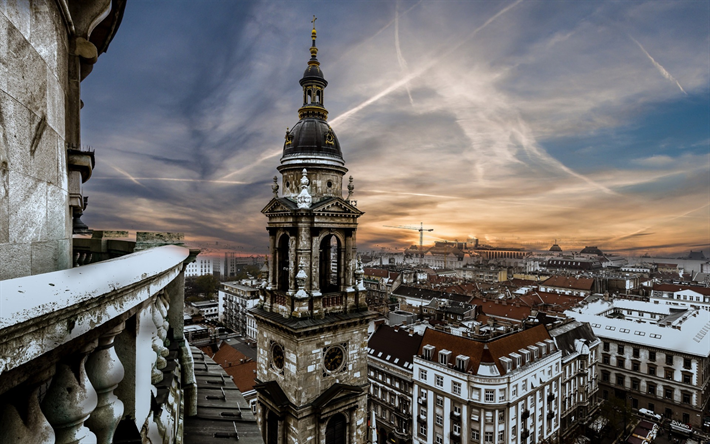 St Stephen, بودابست, الشتاء, الثلوج, مشاهد, المجر, العمارة القديمة