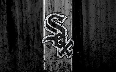 4k, Chicago White Sox, grunge, baseball club, MLB, America, USA, Major League Baseball, stone texture, baseball