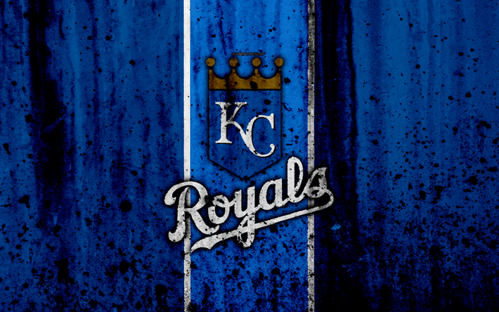 4k, Kansas City Royals, grunge, beyzbol kul&#252;b&#252;, HABERLER, Amerika, ABD, Major League Baseball, taş doku, beyzbol