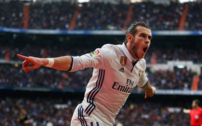 Gareth Bale, 4k, Real Madrid, Welsh football player, Spain, portrait, La Liga