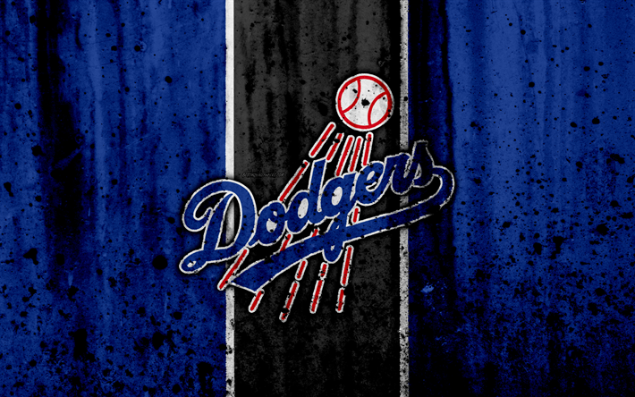 4k, Los Angeles Dodgers, grunge, o clube de beisebol, MLB, Am&#233;rica, EUA, Major League Baseball, textura de pedra, beisebol