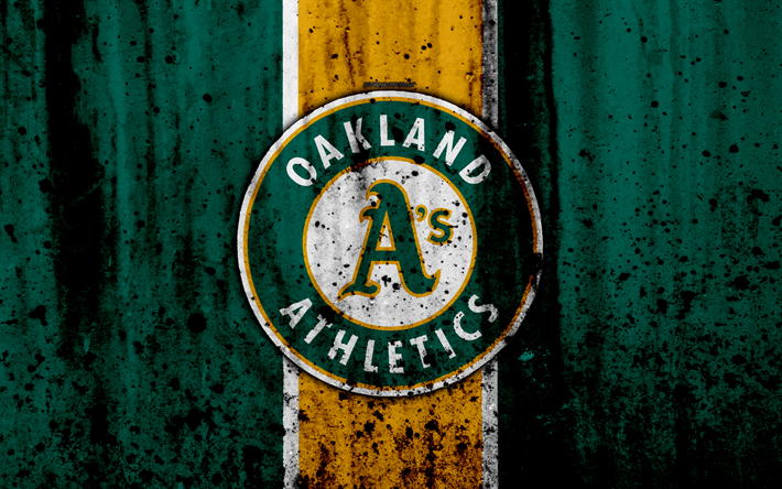 4k, Oakland Athletics, grunge, baseball club, MLB, Amerikassa, USA, Major League Baseball, kivi rakenne, baseball