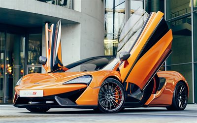 McLaren 570S, 2017, 4k, oranssi urheilu coupe, kilpa superauto, British autot