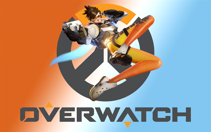 Overwatch, logo, art, characters, Tracer