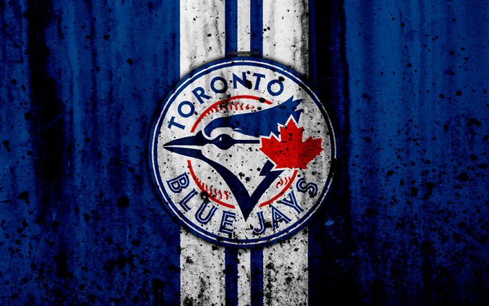 4k, Toronto Blue Jays, grunge, beyzbol kul&#252;b&#252;, HABERLER, Amerika, ABD, Major League Baseball, taş doku, beyzbol