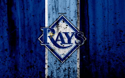 4k, los Tampa Bay Rays, el grunge, el club de b&#233;isbol, MLB, Am&#233;rica, estados UNIDOS, la Major League Baseball, la piedra, la textura, el b&#233;isbol