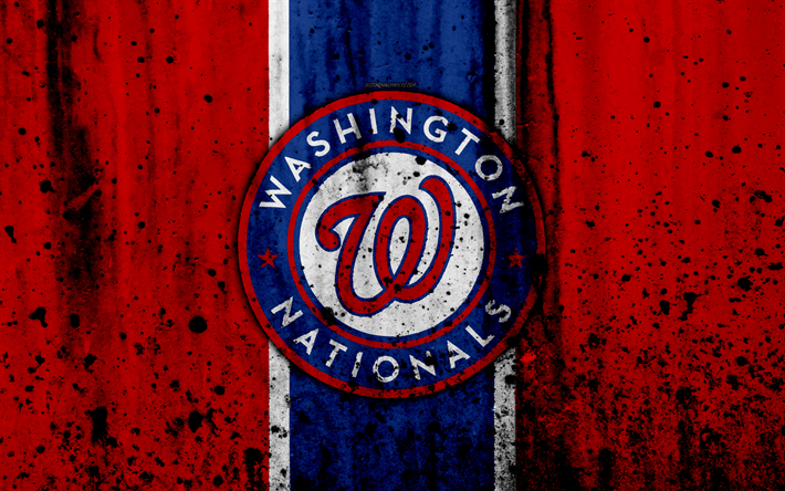 4k, Washington Nationals, grunge, o clube de beisebol, MLB, Am&#233;rica, EUA, Major League Baseball, textura de pedra, beisebol
