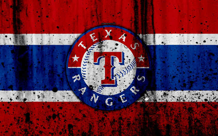 4k, Texas Rangers, grunge, baseball club, MLB, Amerika, USA, Major League Baseball, sten struktur, baseball