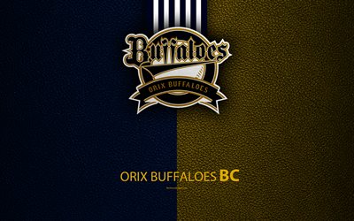 Orix Buffaloes, 4K, Japanese baseball club, logo, leather texture, Osaka, Japan, Kobe, Hyogo, Nippon Professional Washoowall, baseball