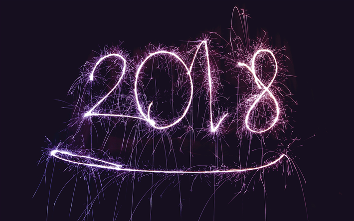 سنة جديدة سعيدة عام 2018, 4k, الألعاب النارية, عيد الميلاد عام 2018, الإبداعية, العام الجديد عام 2018, عيد الميلاد