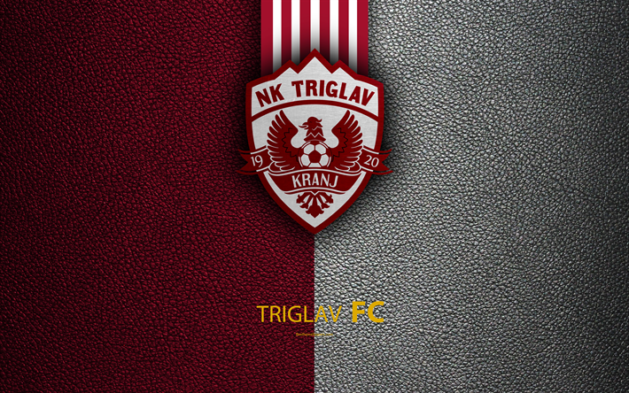 تريغلاف FC, 4k, السلوفيني لكرة القدم, شعار, جلدية الملمس, PrvaLiga, كراني, سلوفينيا, السلوفينية الأولى لكرة القدم, كرة القدم