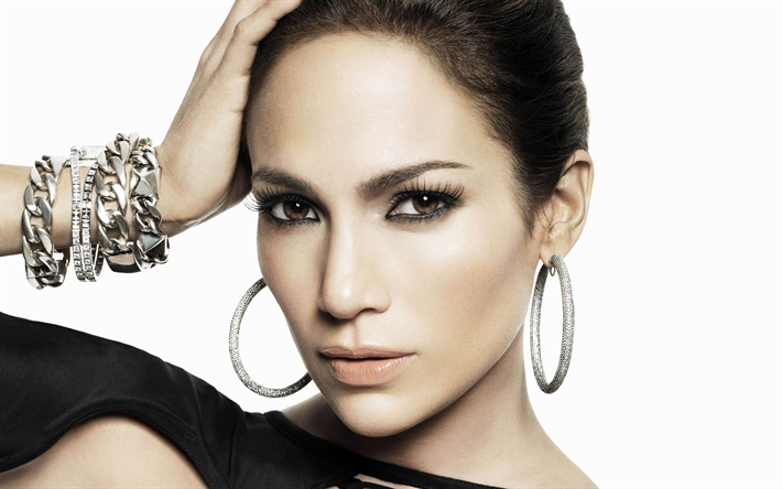 Jennifer Lopez, 化粧, アメリカの歌手, ブラックドレス, 美女, アメリカの著名人, 驚