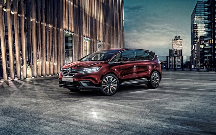 Renault Espace, 2020, front view, red minivan, exterior, new red Espace, french cars, Renault