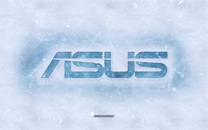Log&#243;tipo da Asus, inverno conceitos, neve textura, neve de fundo, Asus emblema, inverno arte, Asus