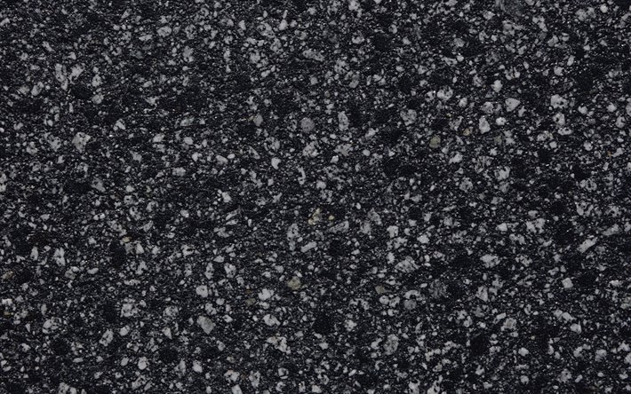 el negro asfalto de la textura, 4k, piedra negra de fondo, piedras negras, camino textura, macro, asfalto, carretera, con fondo negro