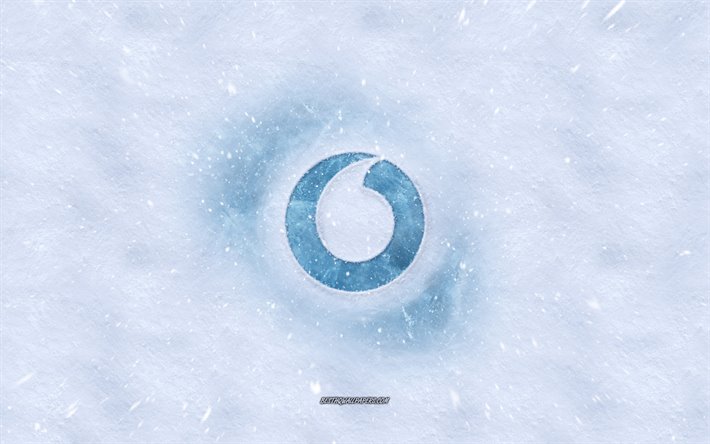 Vodafone logo, inverno concetti, consistenze di neve, neve, sfondo, Vodafone emblema, invernali, arte, Vodafone