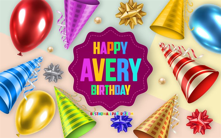 Joyeux Anniversaire Avery, Anniversaire, Ballon de Fond, Avery, art cr&#233;atif, Heureux Avery anniversaire, de la soie arcs, F&#234;te d&#39;Anniversaire, Fond