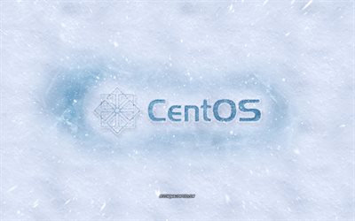 CentOS logo, winter concepts, snow texture, snow background, CentOS emblem, winter art, CentOS