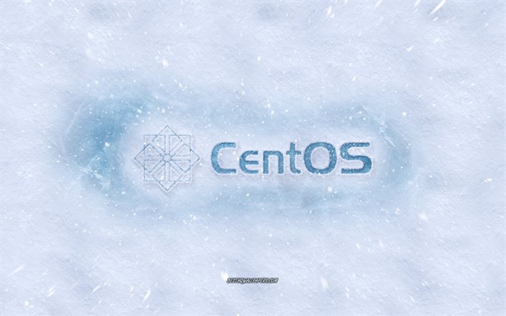 CentOS logo, hiver les concepts, la texture de la neige, la neige fond, CentOS, embl&#232;me de l&#39;hiver de l&#39;art