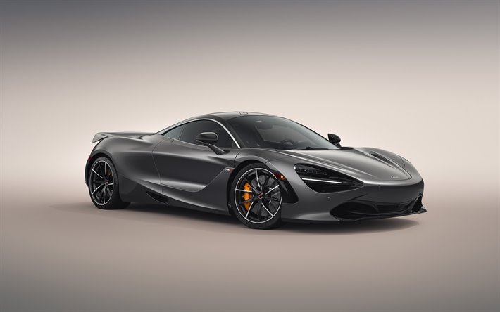 McLaren 720S, 2019, front view, exterior, gray sports coupe, tuning 720S, new gray 720S, British cars, McLaren