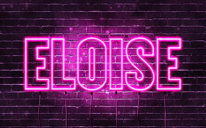 Eloise, 4k, wallpapers with names, female names, Eloise name, purple neon lights, horizontal text, picture with Eloise name
